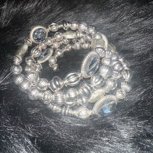 Vintage Silver Toned Wrap Beaded crystal Bracelet